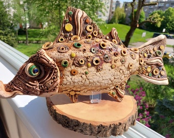 Handmade Ceramic Bass, Unique Fish Wall Art, Fisherman Gift