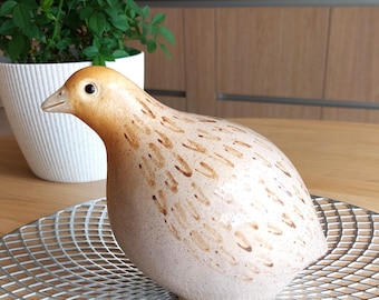 Handmade Ceramic Partridge Figurine | Bird Sculpture | Rustic Cottage Decor | Garden Bird Ornament | Nature Lover Gift