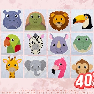 Tiny Safari 12 FPP Quilt Block Pattern bundle - Foundation Paper Piecing (PDF)