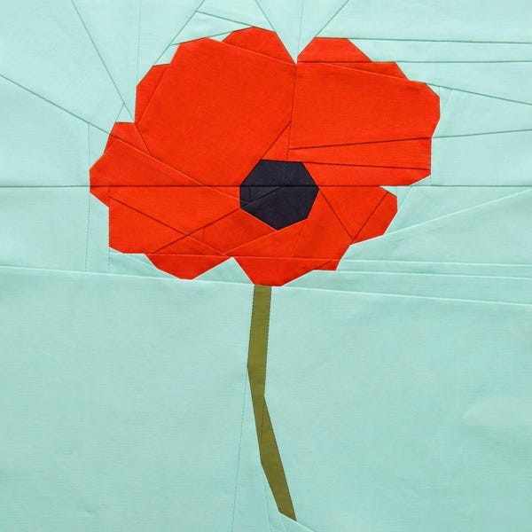 Poppy-quiltblokpatroon – Foundation Paper Piecing pdf - FPP