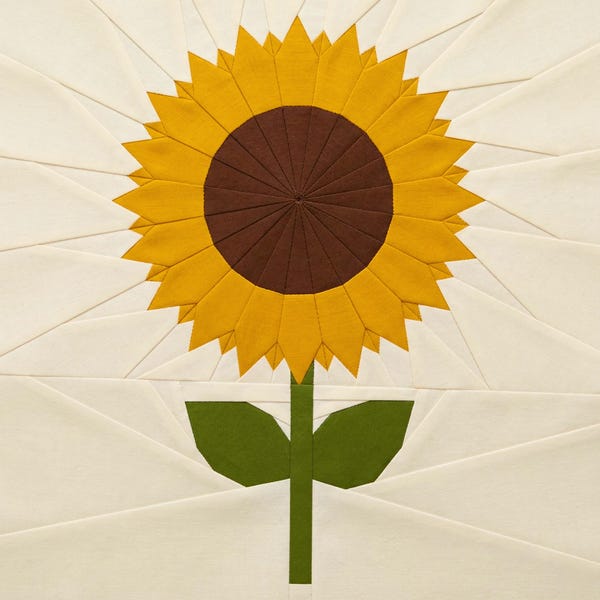 Quiltblokpatroon zonnebloem – Foundation Paper Piecing pdf - FPP