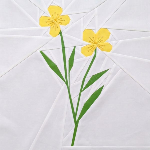 Quiltblokpatroon boterbloem – Foundation Paper Piecing pdf - FPP