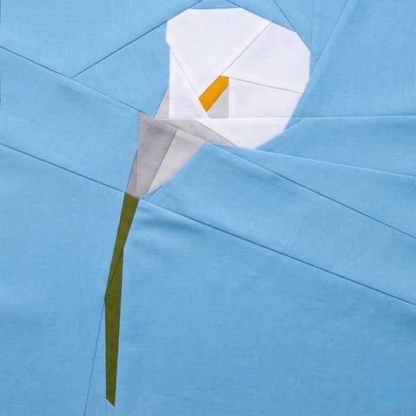 Calla Lily-quiltblokpatroon – Foundation Paper Piecing pdf - FPP