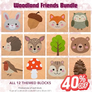 Woodland Friends 12 FPP Quilt Block Pattern bundle - Foundation Paper Piecing (PDF)