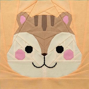 Patrón de bloque de colcha de ardilla listada – PDF para la técnica de patchwork con papel base