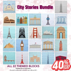 City Stories 22 FPP Quilt Block Pattern bundle - Foundation Paper Piecing (PDF)