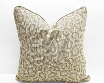 ONE 20x20 Schumacher "Park Avenue Python" Greige Linen PILLOW COVER - 2 Available