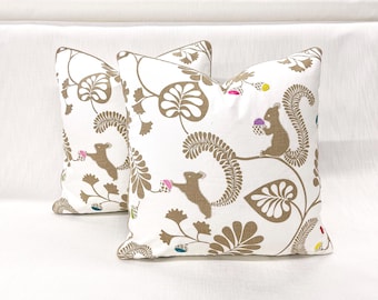 PAIR of 22x22 Pierre Frey "Biscotte" Biscuit Linen Pillow COVERS