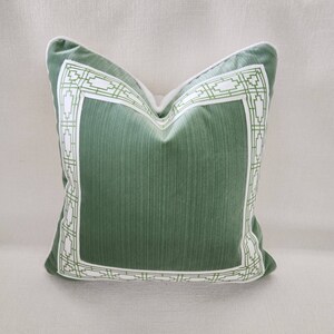 20x20 Green Velvet & Chenille Toss Pillow Cover