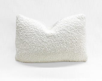 ONE 15x22 Rosemary Hallgarten "Pebble Boucle" Alabaster Alpaca/Wool LUMBAR PILLOW with Insert