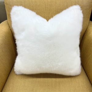 18x18 Arctic Fox Faux Fur PILLOW - Zinc Fabric