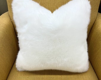 18x18 Arctic Fox Faux Fur PILLOW - Zinc Fabric