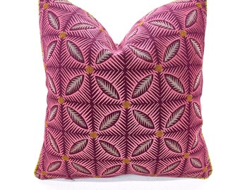 ROMO “Effie” Rosa Designer Pillow Cover with Contrast Cord on Welt - Multiple Sizes