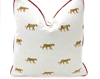CLARKE & CLARKE “Duma” Linen Embroidered Pillow Cover – 20x20 inch