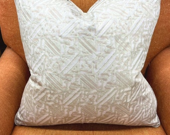 PAIR of 22 x 22 FORTUNY "Simboli" Platinum & Silvery Gold Pillow COVERS
