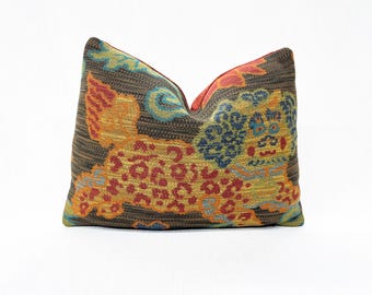 ONE 14x18 Schumacher "Khotan Weave" Sable Lumbar Pillow Cover