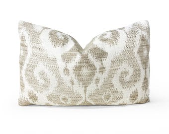 SCHUMACHER “Dedra” in Natural Lumbar Pillow - 12 x 18 inches