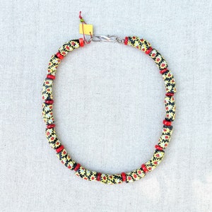 Contemporary African Glass Beads with Chinese Coral Necklace