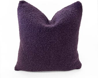 ROSEMARY HALLGARTEN “Double Weave Alpaca Boucle” Eggplant - 18 x 18 inches