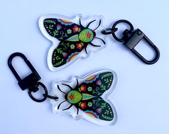 Little Moth Acrylic Keychain- double sided