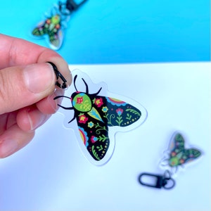 Little Moth Acrylic Keychain- double sided