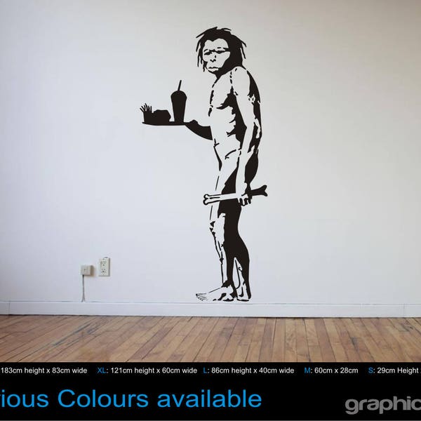 Banksy Caveman Take Out Fast Food wall art sticker decal