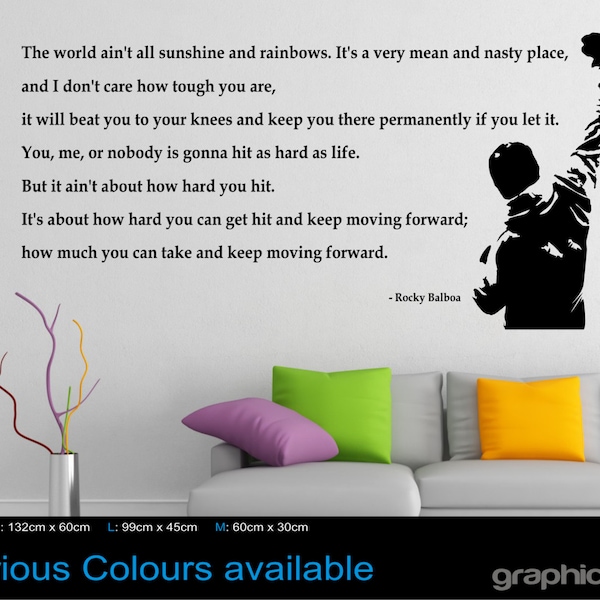 Rocky Balboa wall art sticker quote Sunshine and Rainbows