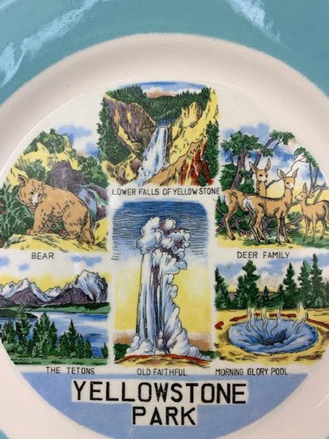 Yellowstone Souvenir Plate Collectible Yellowstone Plate Old Etsy