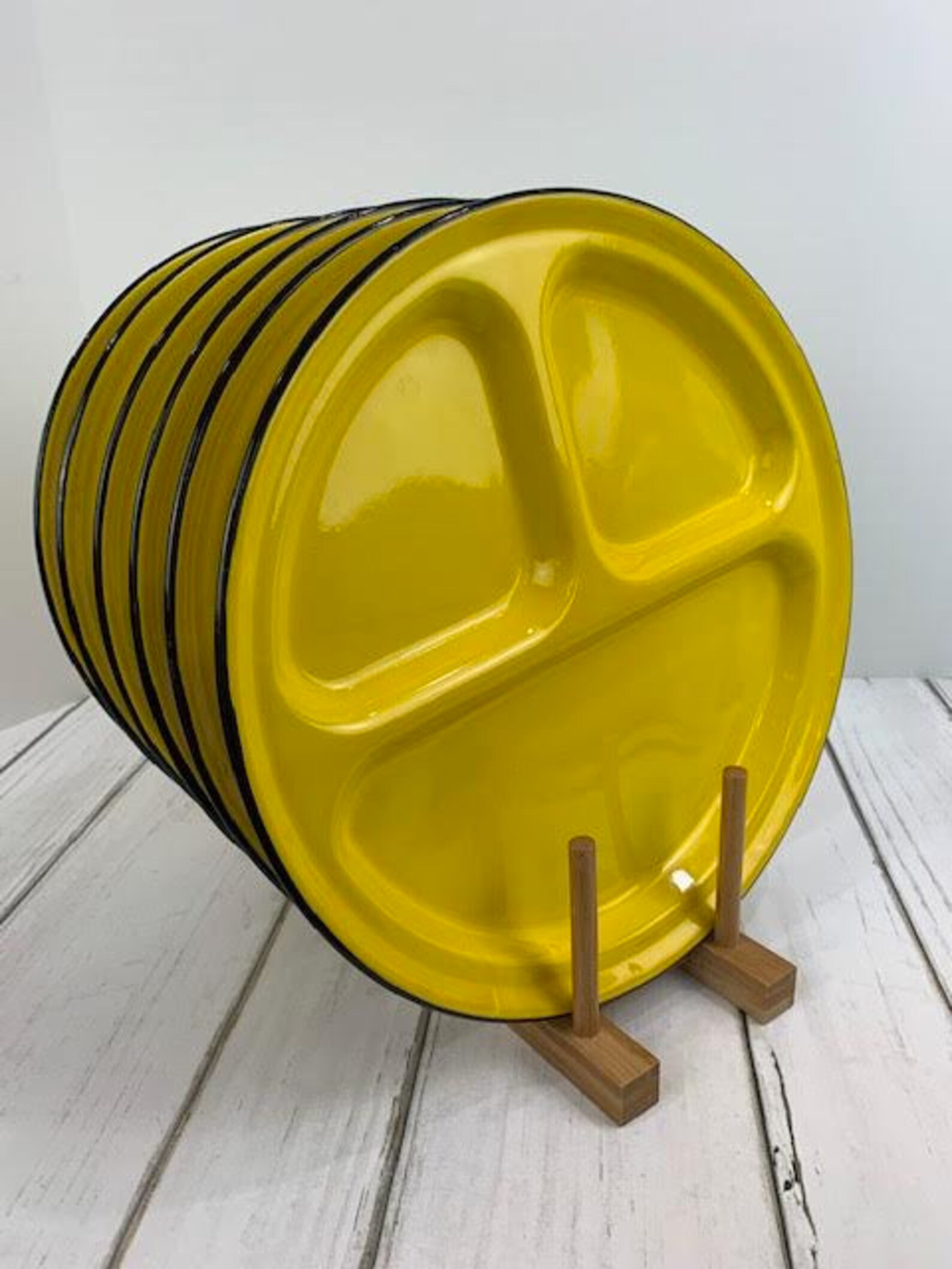 Yellow Divided Enamel Camping Plates Yellow Enamel Plates Etsy