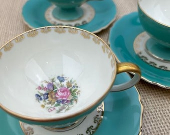 Vintage Continental Ivory Demitasse Teacup and Saucer, BEAUTIFUL Demitasse Teacup and Saucer from Germany, Continental Ivory Demitasse Set