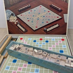 1954 Selchow & Righter Scrabble Game, Vintage Mini Scrabble Board/Game, Cute Smaller Scrabble Board/Game, Scrabble Lover, Vintage Scrabble