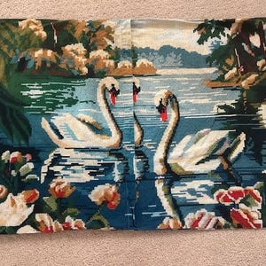 Set (2) Swan Lake Patterned Pillow Shams from Urban Outfitters Home, Used Pillow Shams from Urban Outfitters with a Swan Lake Motif image 3