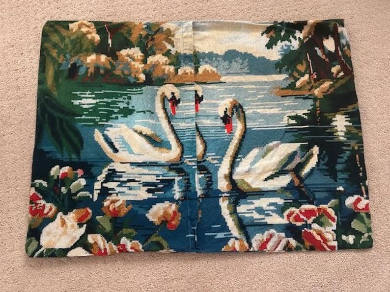 Set (2) Swan Lake Patterned Pillow Shams from Urban Outfitters Home, Used Pillow Shams from Urban Outfitters with a Swan Lake Motif image 3