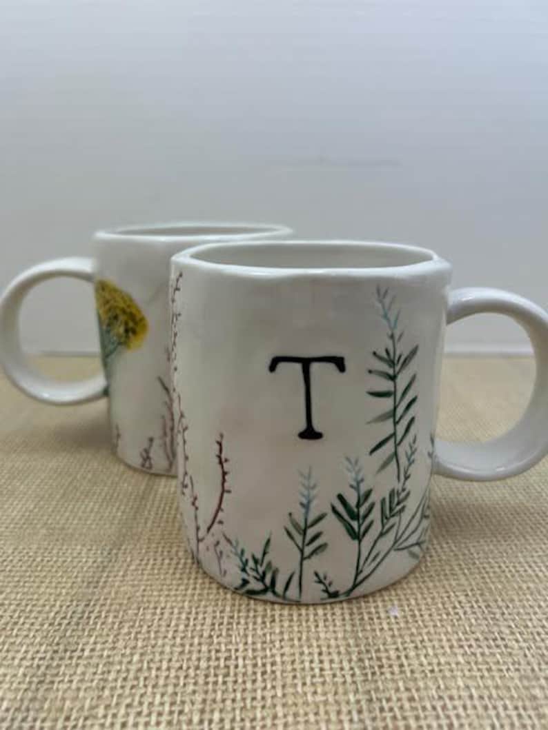 OOS Dagny Monogram Mugs from Anthropologie, Dagny Initial M Mug, Dagny Initial T Mug, Dagny Floral Monogram Mugs, AnthroHome, Anthropologie image 7
