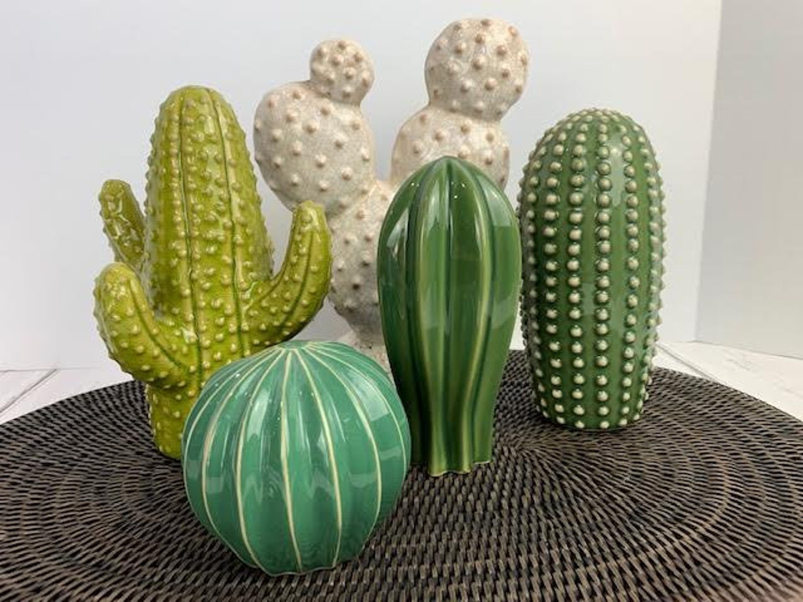 Ceramic Cactus Cacti Figurines Ceramic Prickly Pear Ceramic Etsy