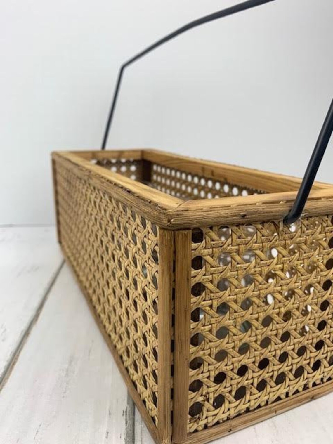 Cane Basket with handle Cane Basket Cane Basket Tea Light Etsy
