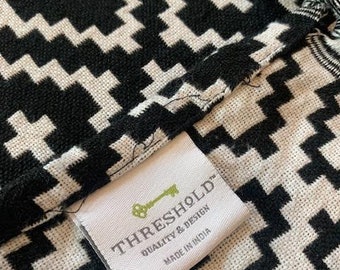 Modern Black and White Reversible Throw Blanket, Threshold