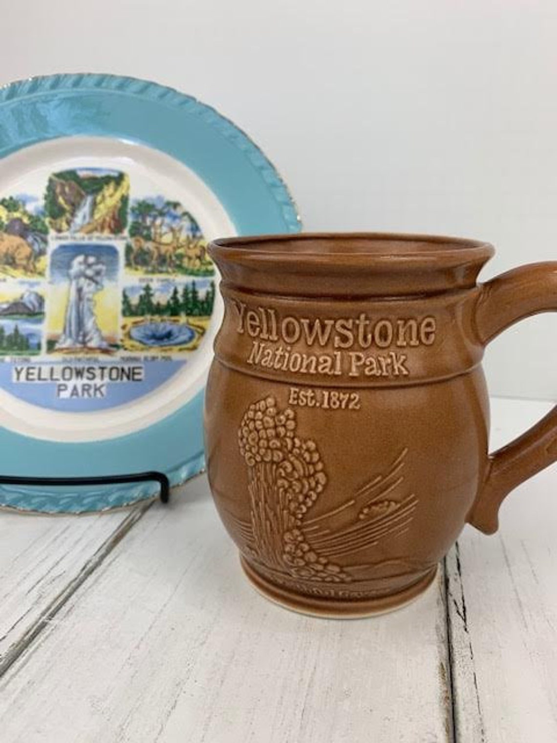 Yellowstone Souvenir Plate Collectible Yellowstone Plate Old Etsy