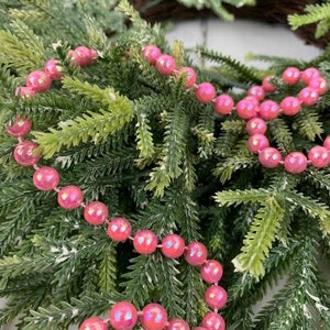 Vintage shimmery plastic pink bead garland, Pink bead garland, Pink bead trimming, String of Pink Beads, Valentines Bead Garland, Pink Bead