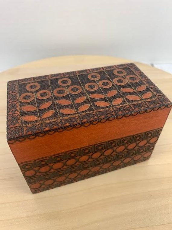 Carved Wooden Box Made in Poland, Wood Carved Box… - image 1