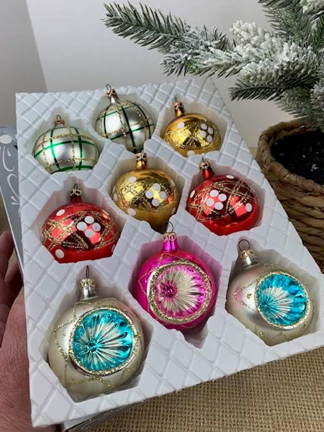 Set of 9 Gorgeous Vintage Glass Ornaments, Vintage Glass Bulb Ornaments ...