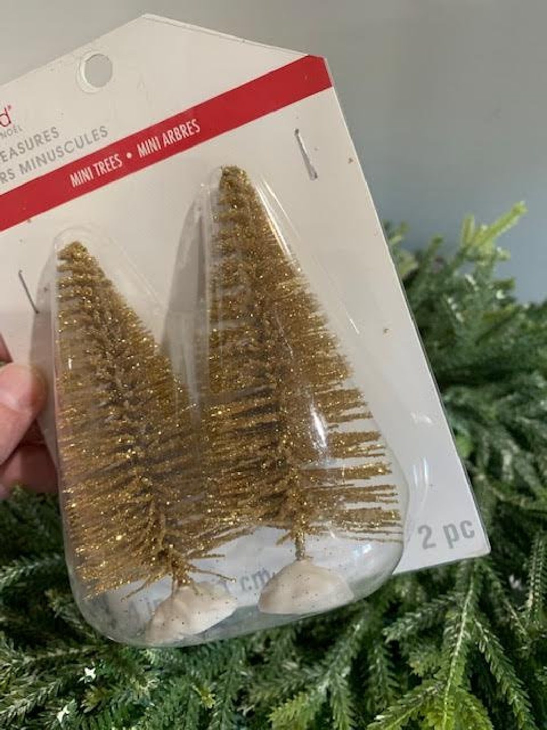 Set of 2 Glittery Gold Bottle Brush Tree, Gold Bottle Brush Tree, 4