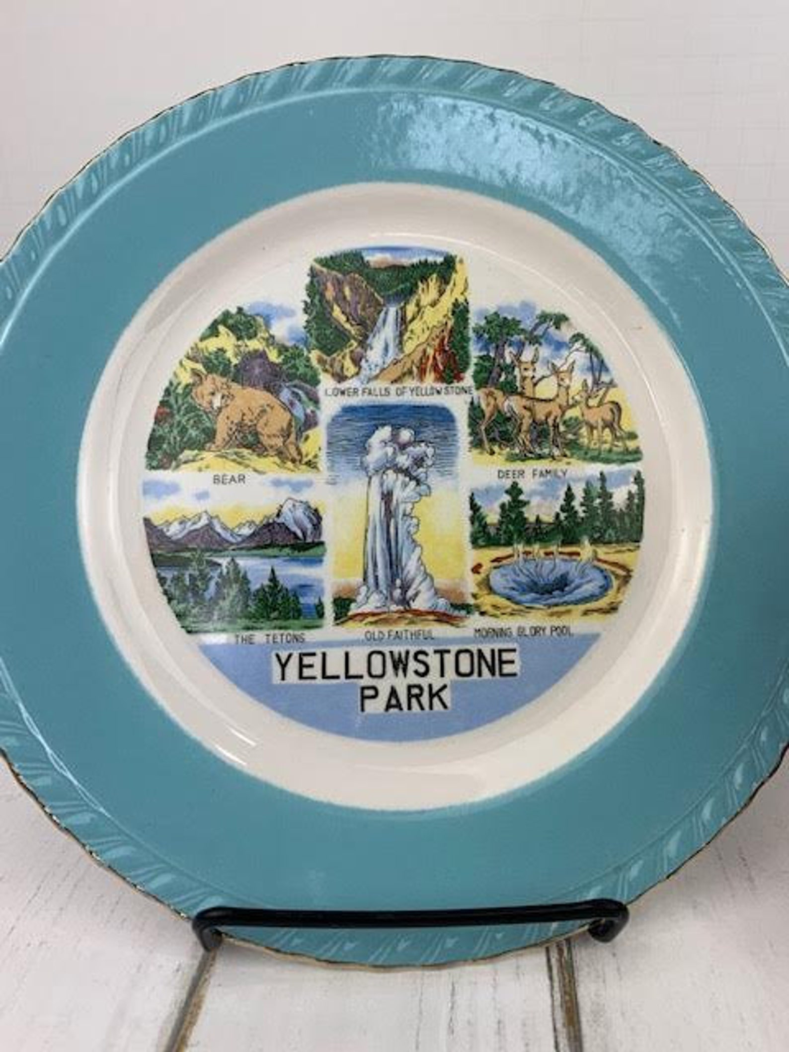 Yellowstone Souvenir Plate Collectible Yellowstone Plate Old Etsy