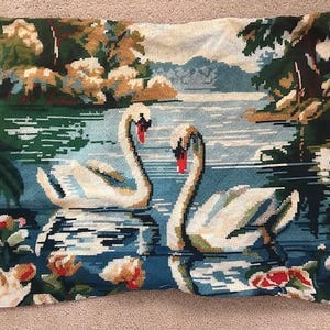 Set (2) Swan Lake Patterned Pillow Shams from Urban Outfitters Home, Used Pillow Shams from Urban Outfitters with a Swan Lake Motif image 1