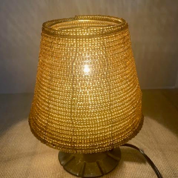 Gold/Amber Beaded Clip on Chandelier Lampshades, Mini Amber Beaded Lampshade, Chandelier Lampshades, Beaded Gold Chandelier Lampshades