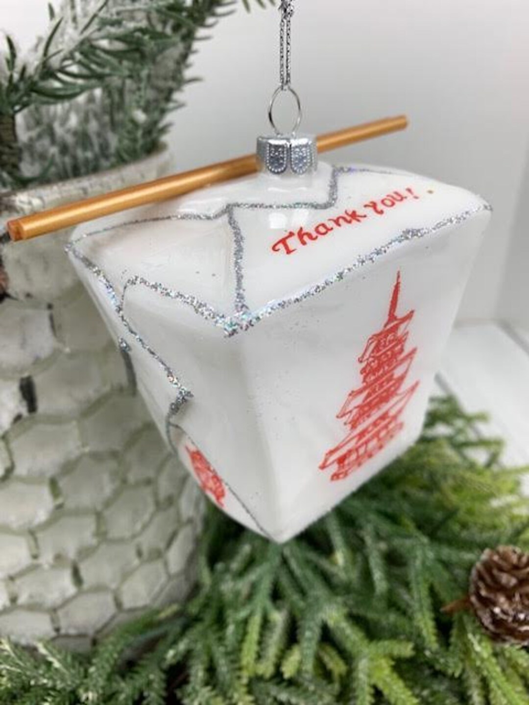 Chinese Take Out Ornament, Chinese Take Out Container Ornament, Chinese