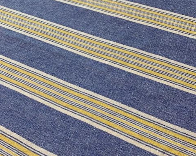 French Country Blue and Yellow Striped Tablecloth, Shyam Ahuja Large