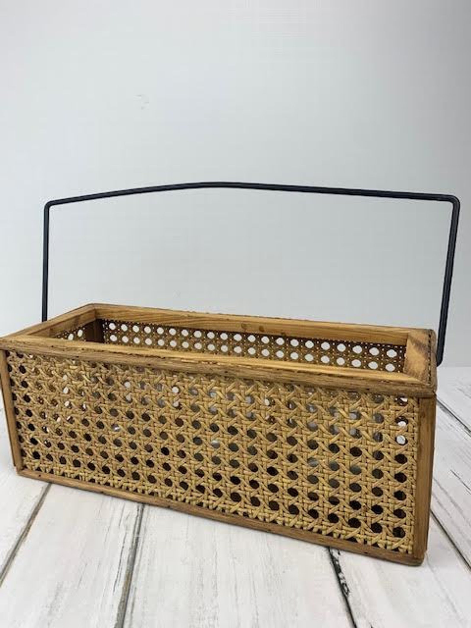 Cane Basket with handle Cane Basket Cane Basket Tea Light Etsy