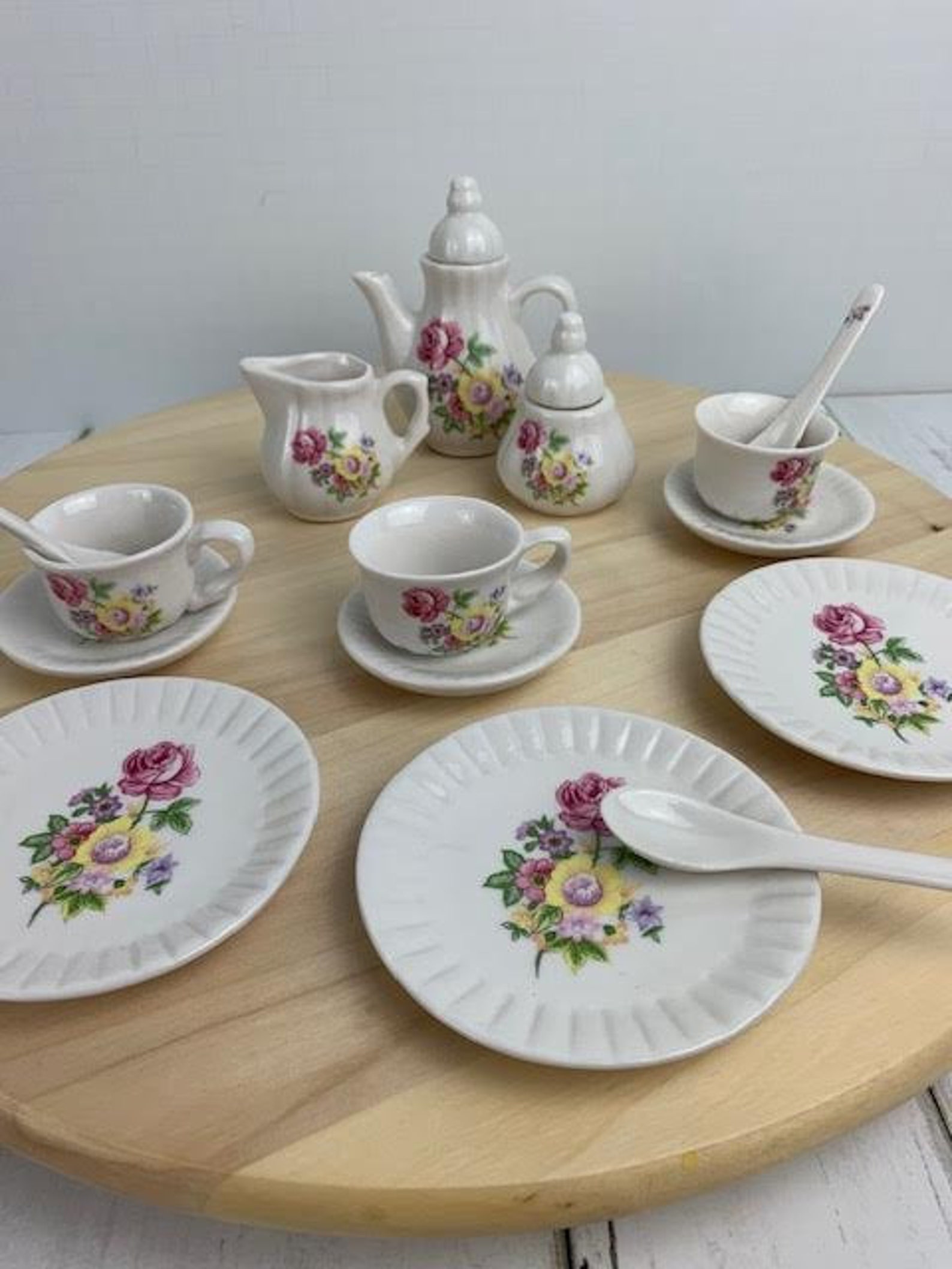 Vintage Ceramic Tea Party Set Toy China Tea Set China for a Etsy