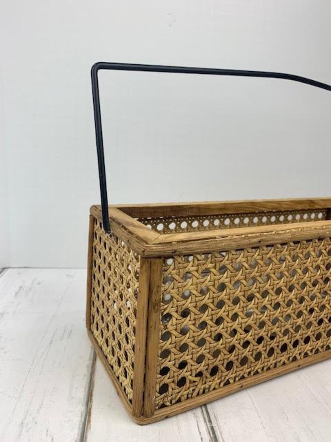 Cane Basket with handle Cane Basket Cane Basket Tea Light Etsy